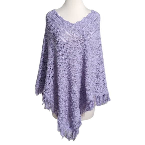 Lavender Knit Poncho - Picture 1 of 4